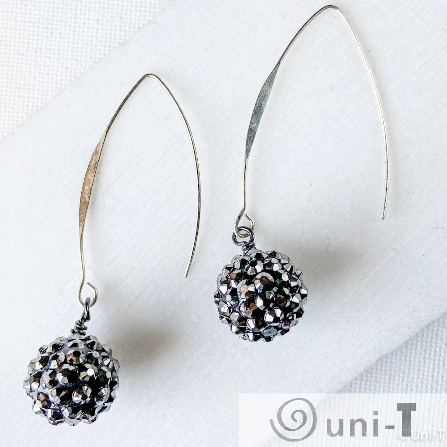 Pave Ball Earrings with Long Hook Ear Wire Lisa Trachtman