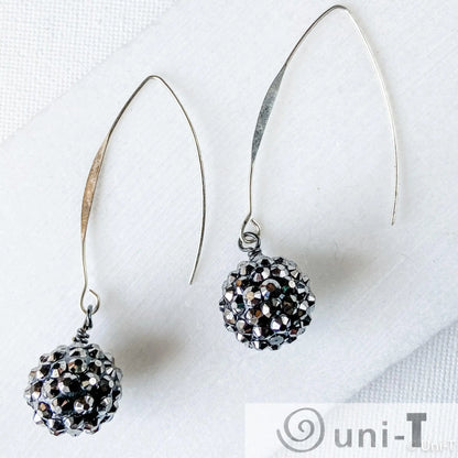 Pave Ball Earrings with Long Hook Ear Wire Lisa Trachtman
