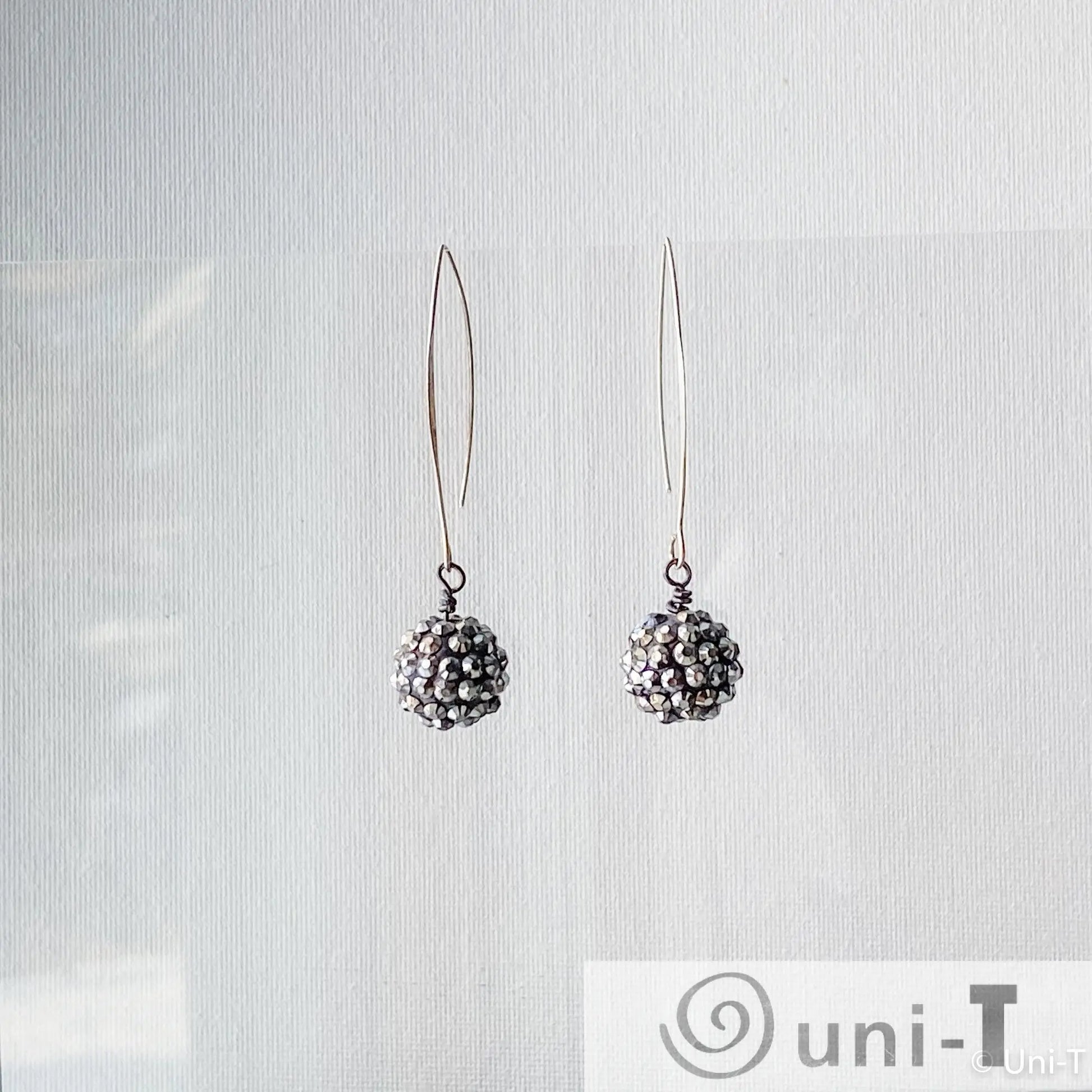 Pave Ball Earrings with Long Hook Ear Wire Lisa Trachtman