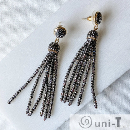 Pave Crystal Tassel Stud Earrings Lisa Trachtman