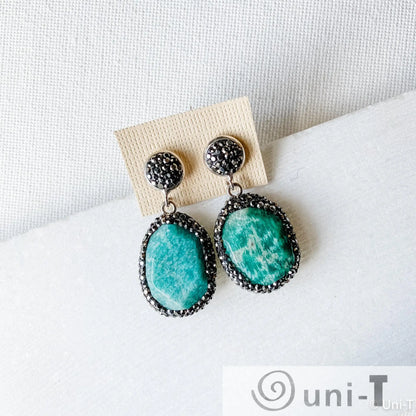 Pave & Agate Stud Earrings Lisa Trachtman