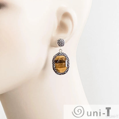 Pave & Agate Stud Earrings Lisa Trachtman