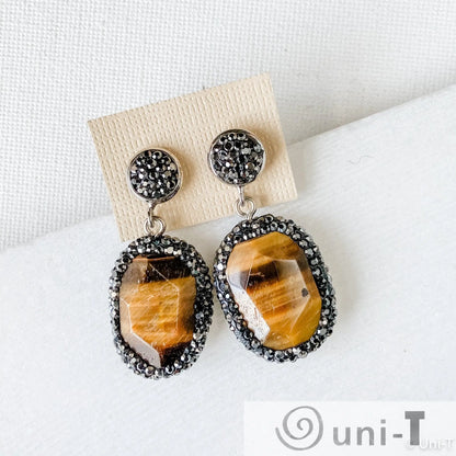 Pave & Agate Stud Earrings Lisa Trachtman