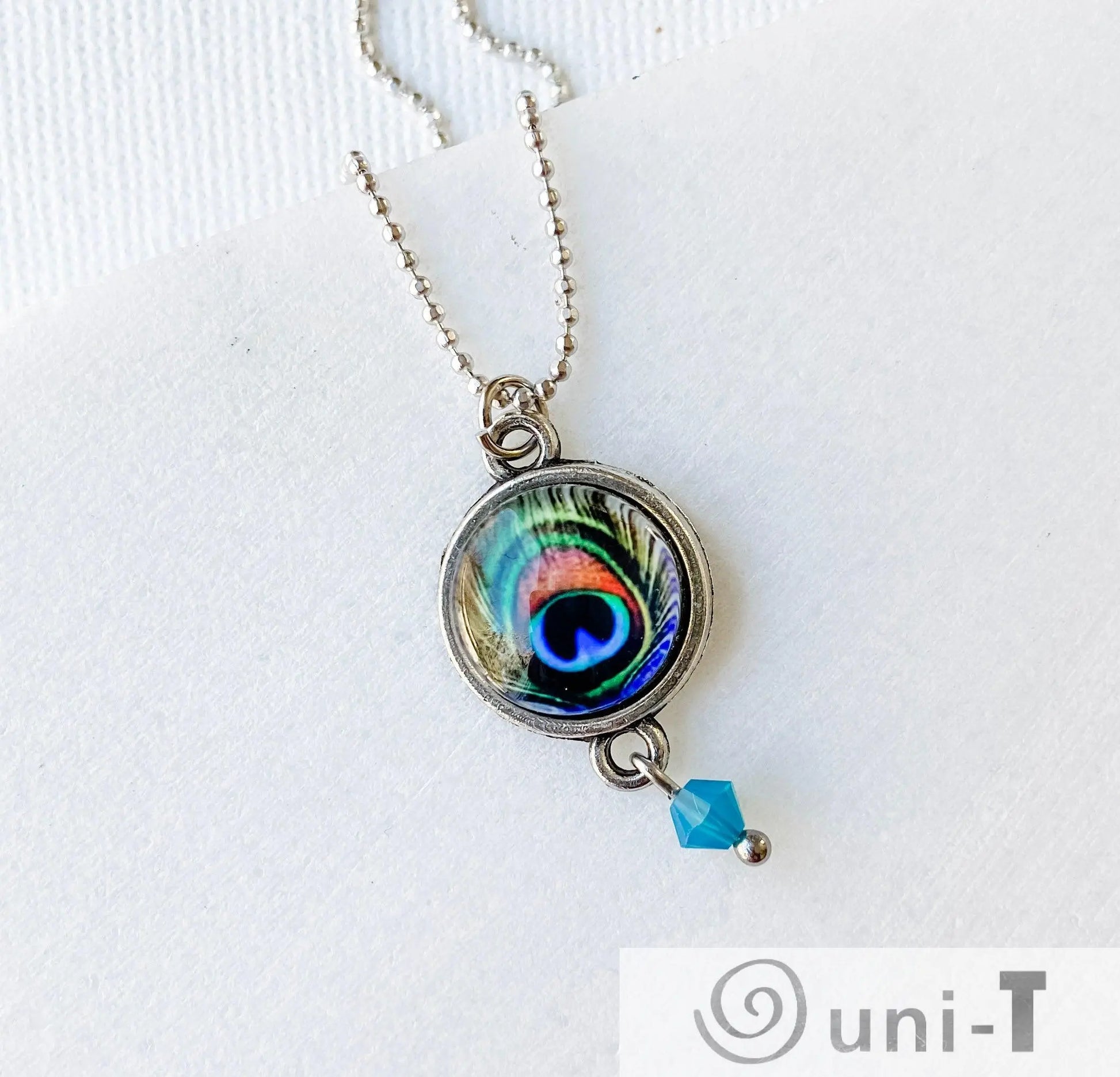 Peacock Glass Dome Necklace Kathy James