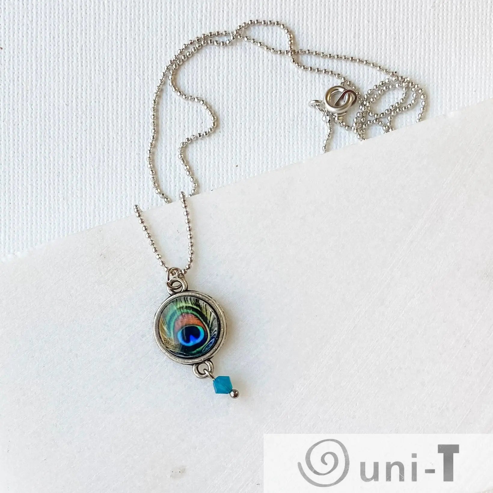 Peacock Glass Dome Necklace Kathy James