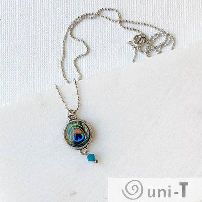 Peacock Glass Dome Necklace Kathy James