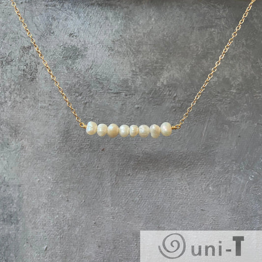 Pearl Bar Necklace with Dainty Gold Filled Chain Nicole Goulet