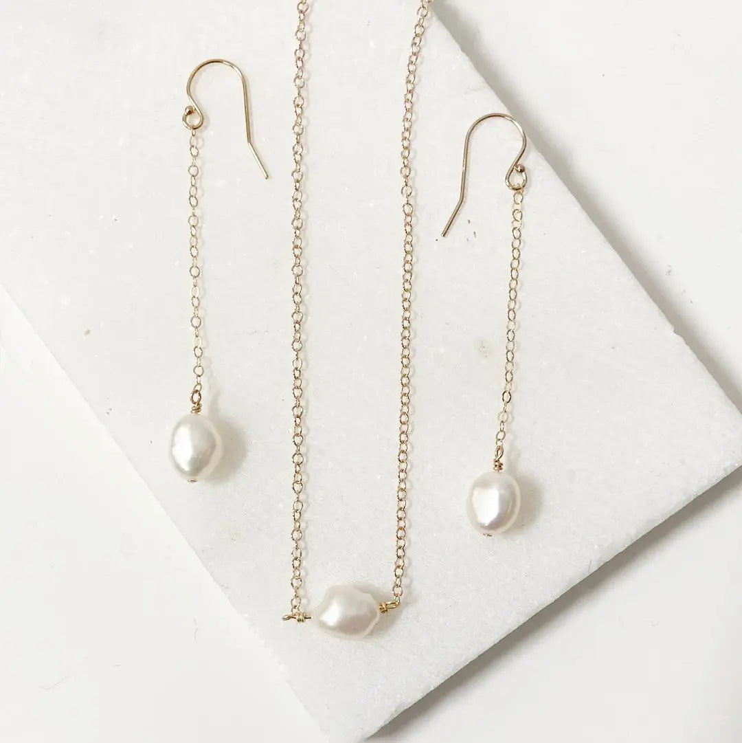 Pearl Drop Earrings and Necklace Nicole Goulet
