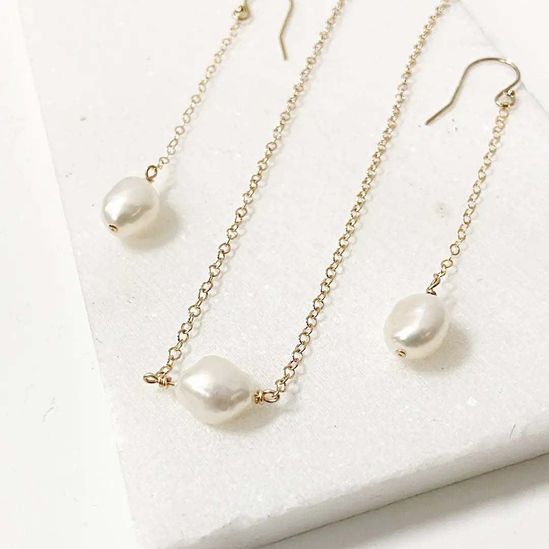 Pearl Drop Earrings and Necklace Nicole Goulet