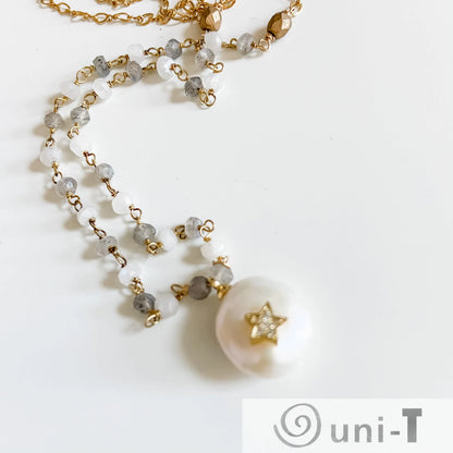 Pearl, Moonstone and Labradorite with 14K Gold Filled Necklace Regina McGearty