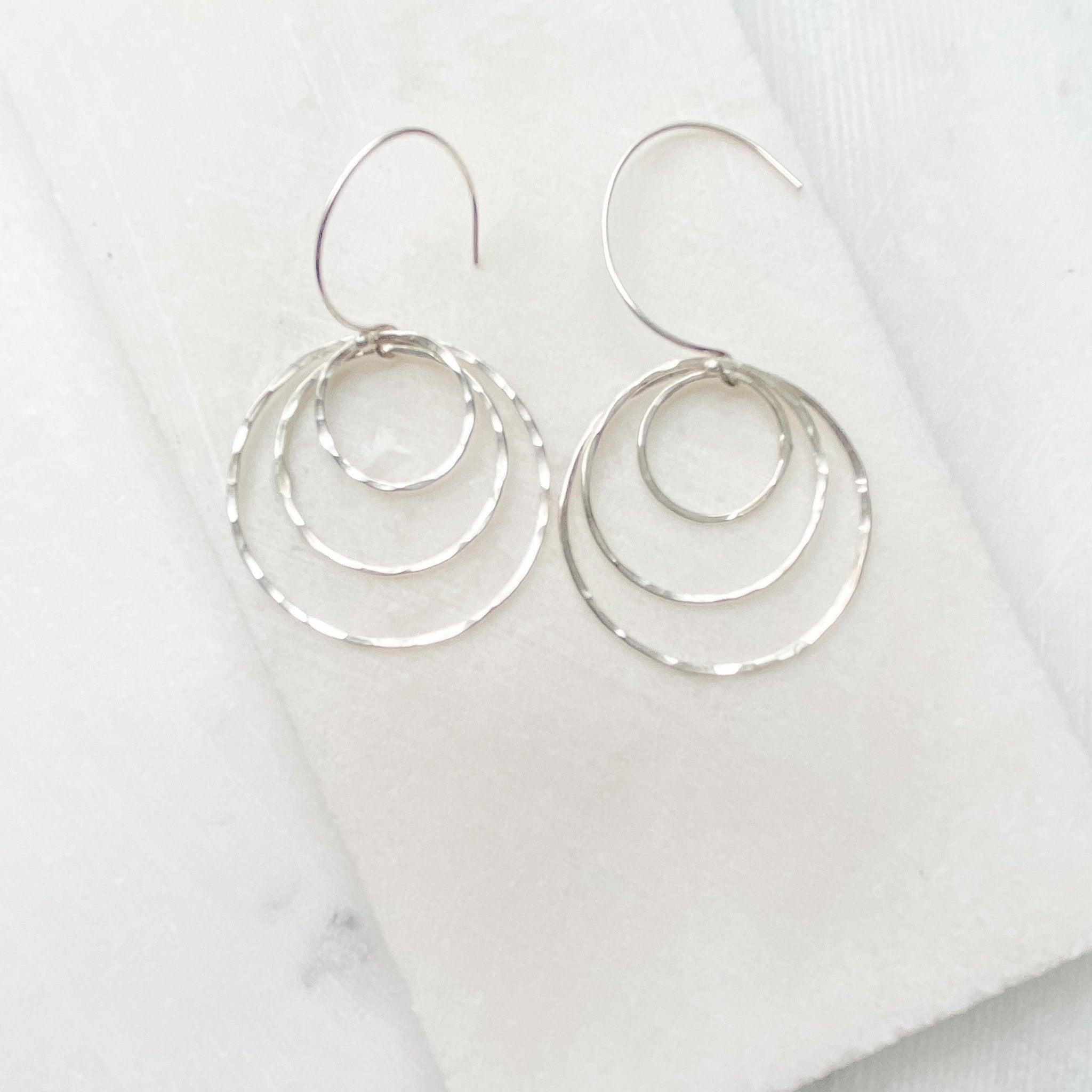 Sterling Silver Hammered Hoop Earrings | Handmade Jewelry Uni-T Earrings