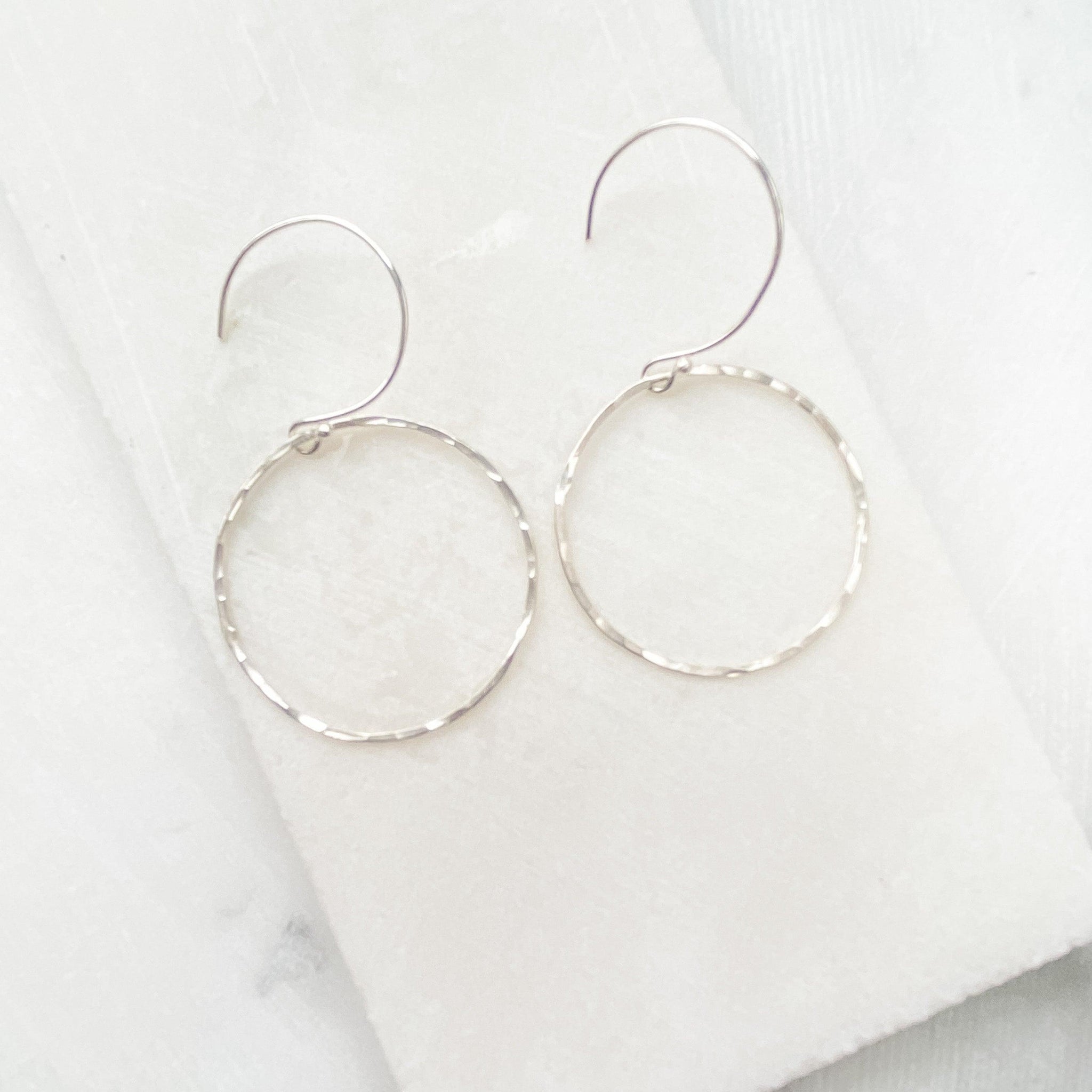 Sterling Silver Minimalist Earrings | Thin Silver Hoop Earrings Uni-T Earrings