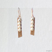 Silver Balls on Bronze Strips Earrings, 99% Pure Precious Metal Clay Earrings Uni-T Earrings