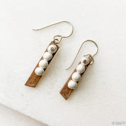 Silver Balls on Bronze Strips Earrings, 99% Pure Precious Metal Clay Earrings Uni-T Earrings