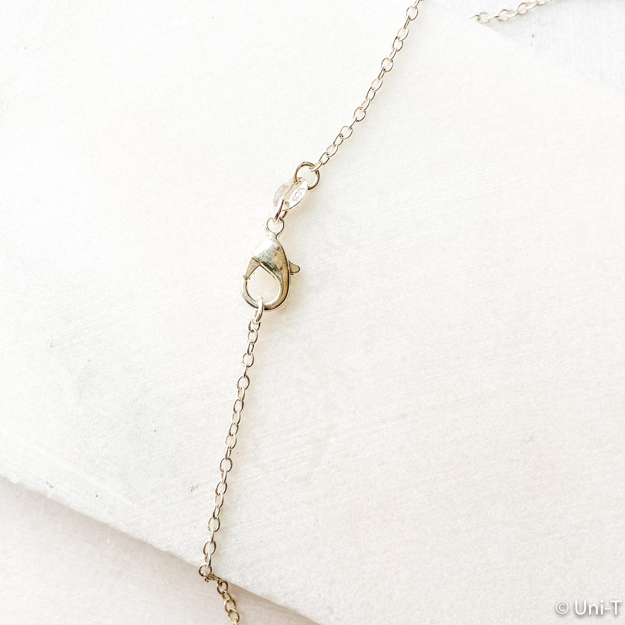 Fine Silver Necklace, Precious Metal Clay Silver with Sterling Silver Chain Uni-T Necklace