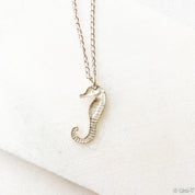 Seahorse Necklace, Precious Metal Clay 99% Silver with Sterling Silver Chain - Uni-T