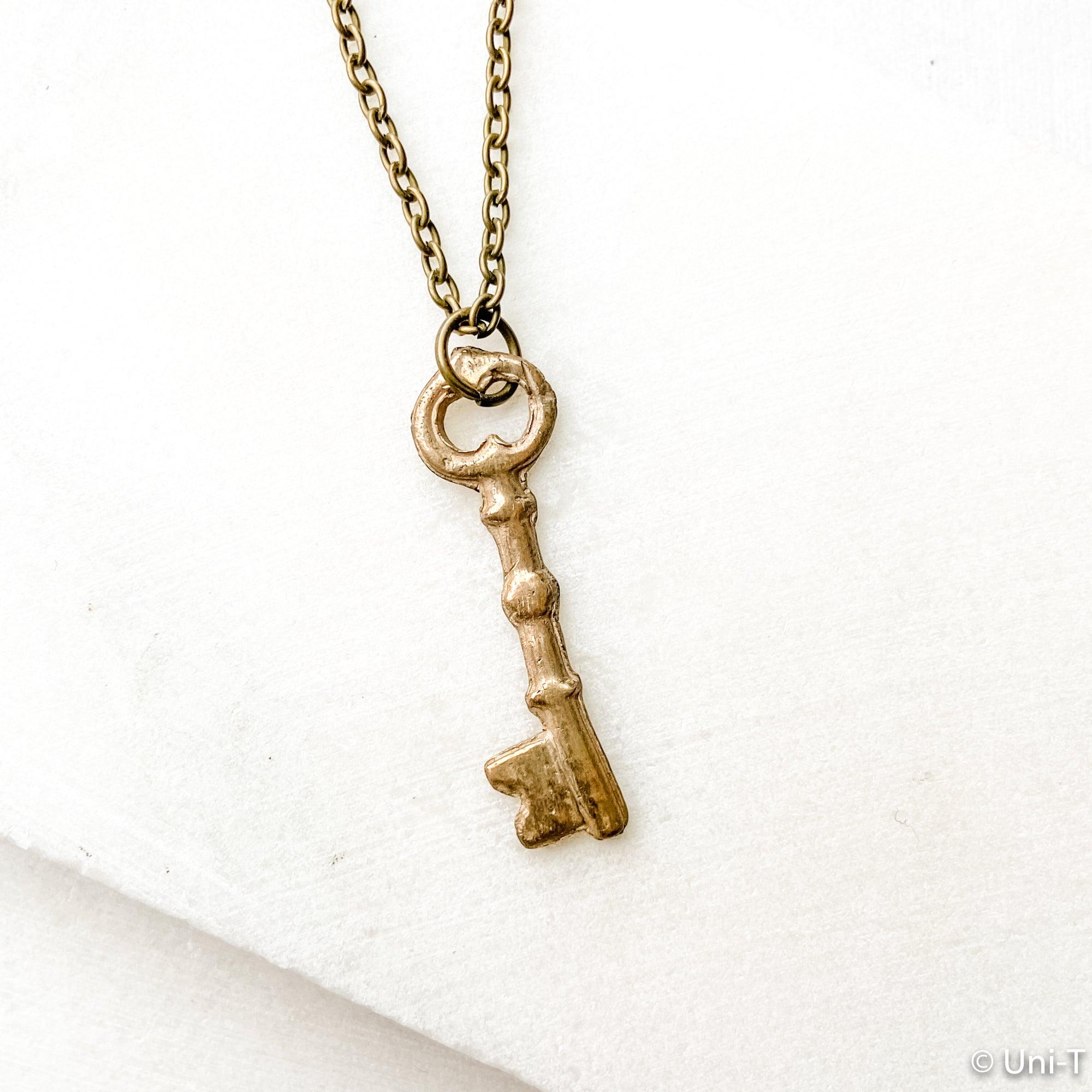 Skeleton Key Necklace, Precious Metal Clay Bronze Necklaces - Uni-T