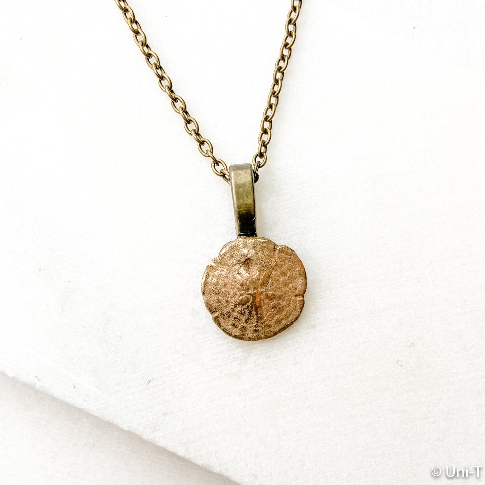 Sand Dollar Bronze Necklace, Precious Metal Clay Necklaces - Uni-T