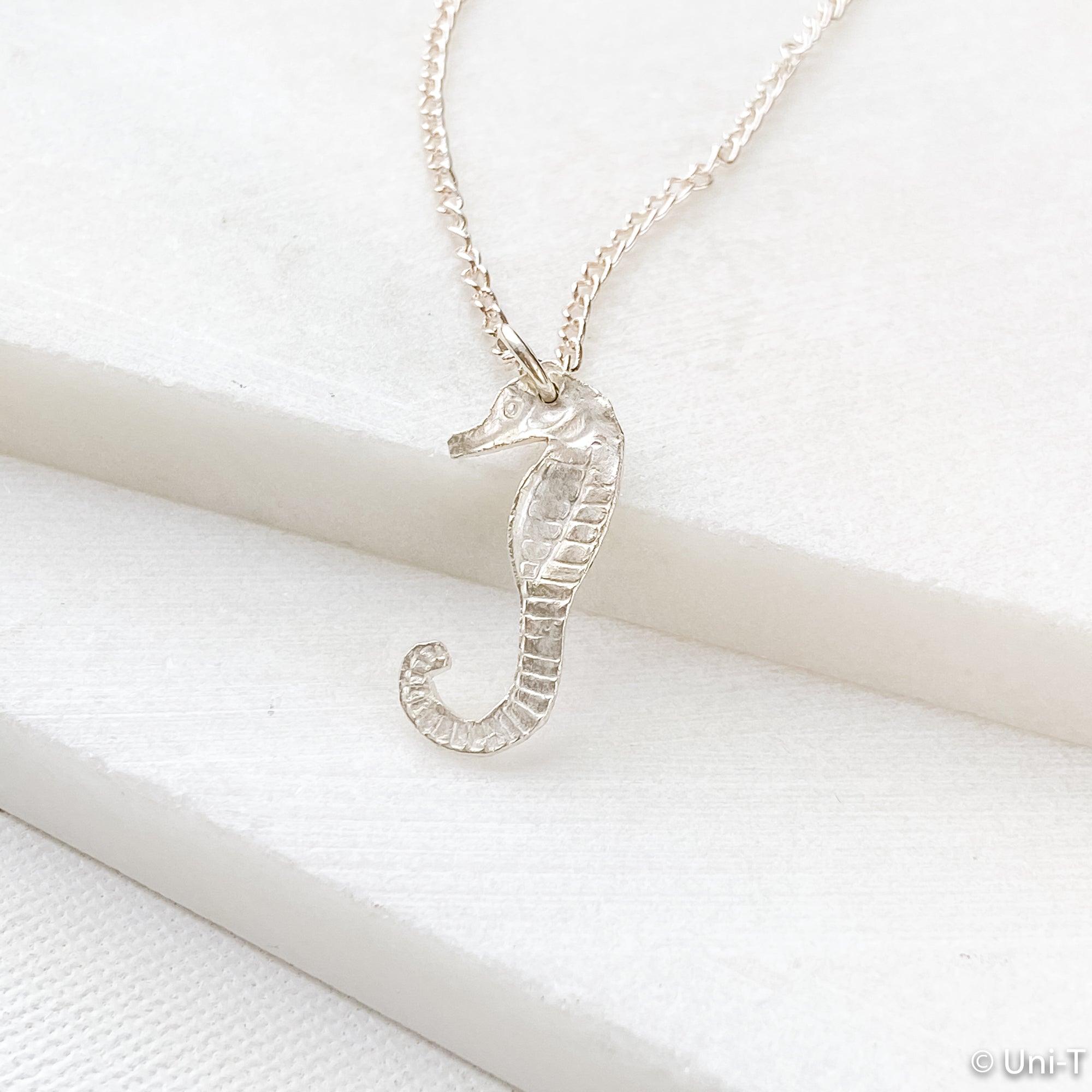 Seahorse Silver Necklace, Precious Metal Clay Necklaces Uni-T Necklace