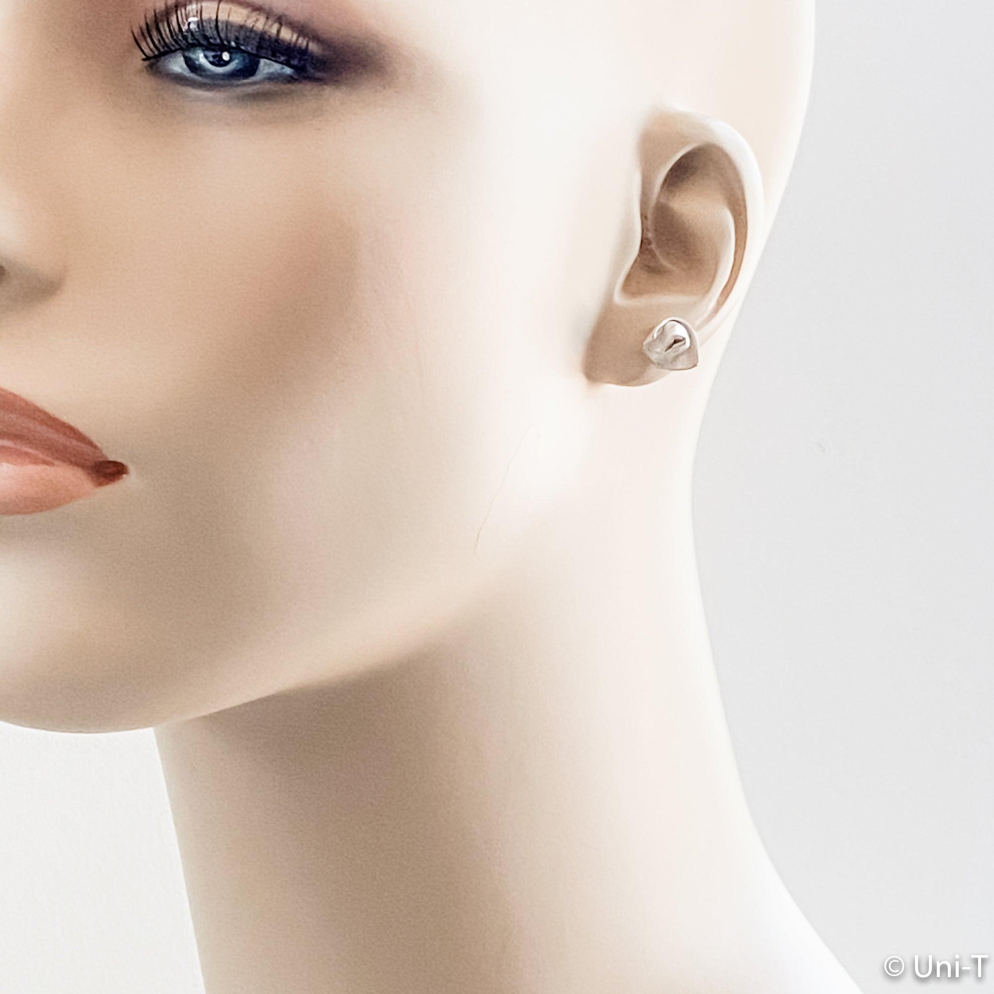 Fine Silver Flower Studs Earrings, 99% Pure Silver Precious Metal Clay Uni-T Earrings