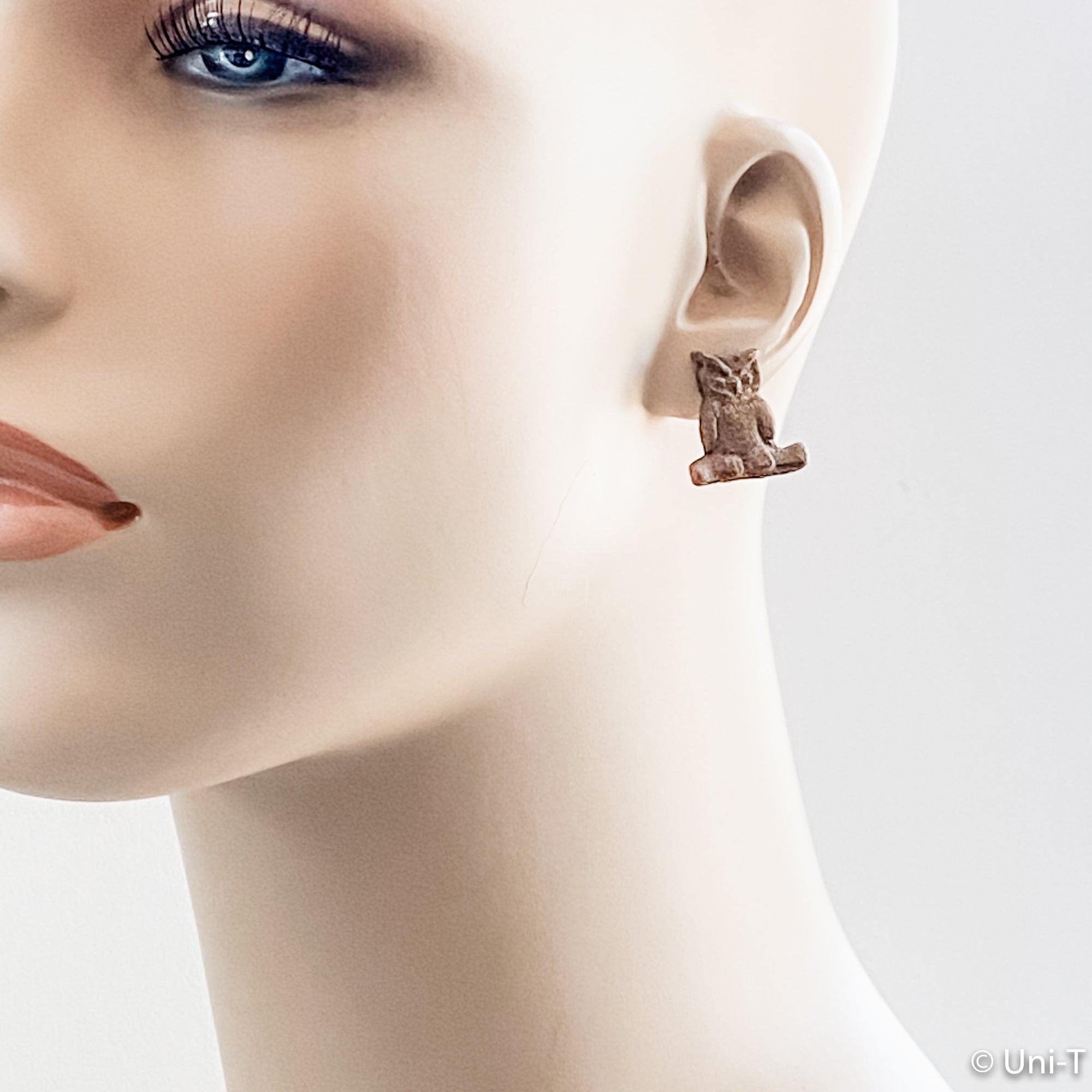 Precious Metal Clay Bronze Studs Earrings Uni-T Earrings