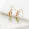 Green Chalcedony on Pearl Seed Bead Chain Uni-T Earrings