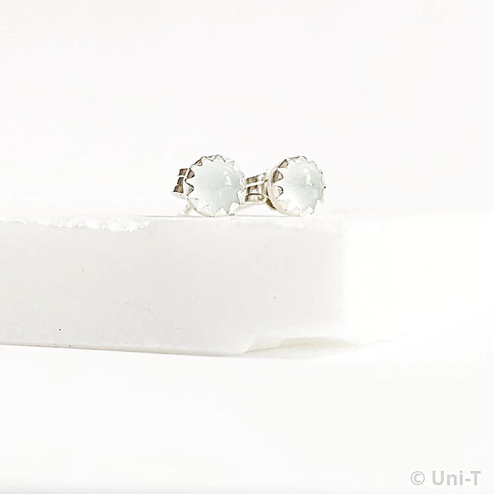 Aquamarine Stud Earrings, Birthday Gemstone - March Uni-T Earrings