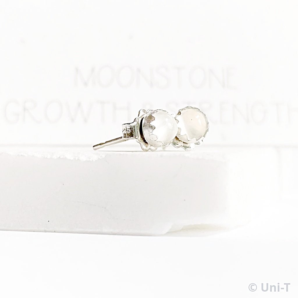 Moonstone Stud Earrings, Birthday Gemstone - June Uni-T Earrings