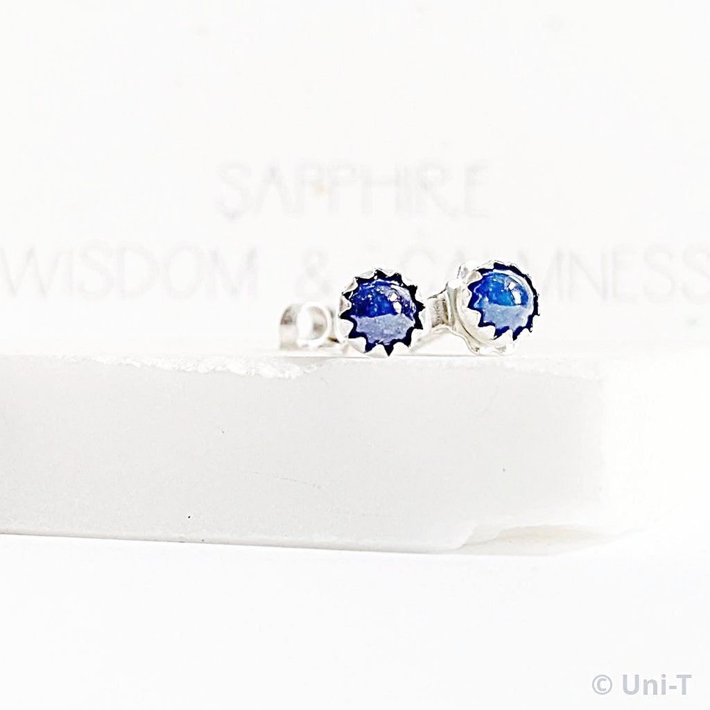 Sapphire Stud Earrings, Birthday Gemstone - September Uni-T Earrings