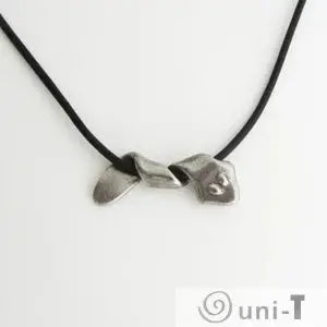 Planarian Pendant Jewelry necklace with unique flatworm design on black cord, ideal for science and aquatic life enthusiasts.