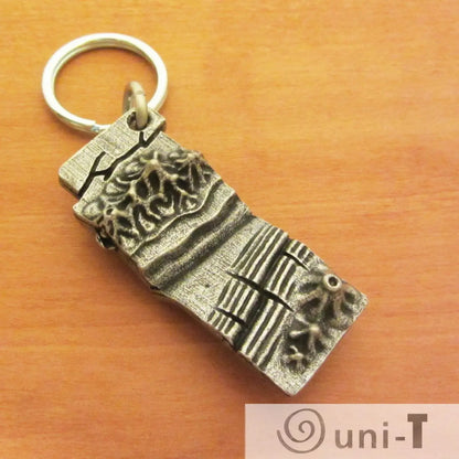 Earth Science Plate Tectonics Keychain showing crustal features and volcanic zones. Great educational gift for geology fans and teachers.
