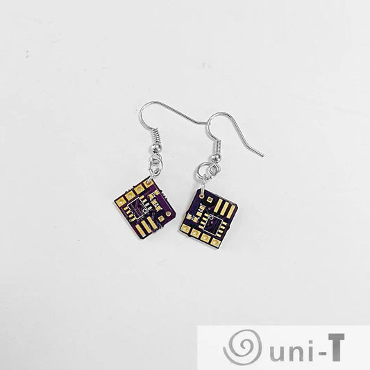 Purple Circuit Board Earrings - Computer Parts Earrings Melissa Glick