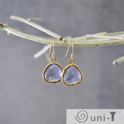 Purple Small Gem Drop Earrings Lisa Trachtman