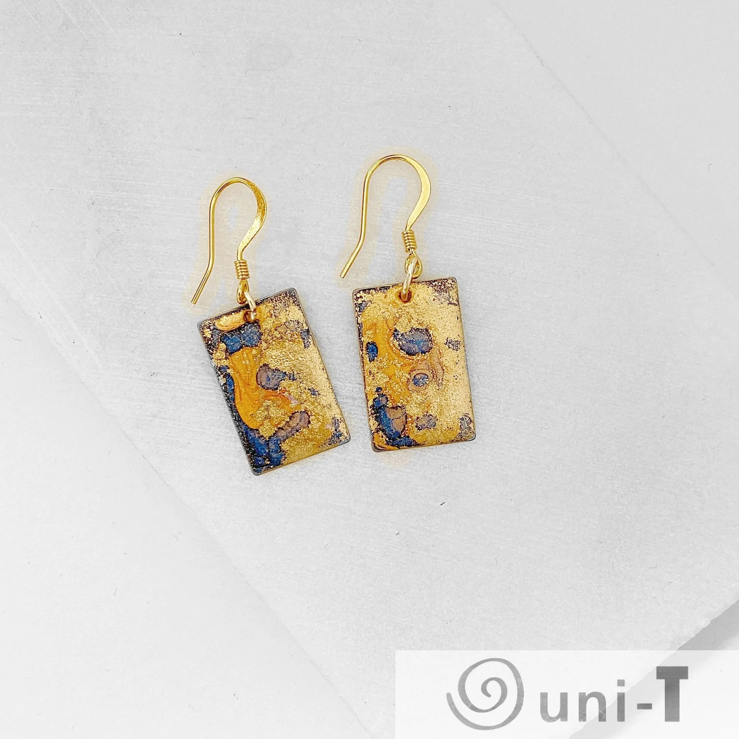 Rectangle Enamel Enamel Painted Earrings Sandrine Colson