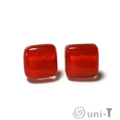Recycled Black and Red Glass Stud Earrings, Simple Studs Carolina Portillo