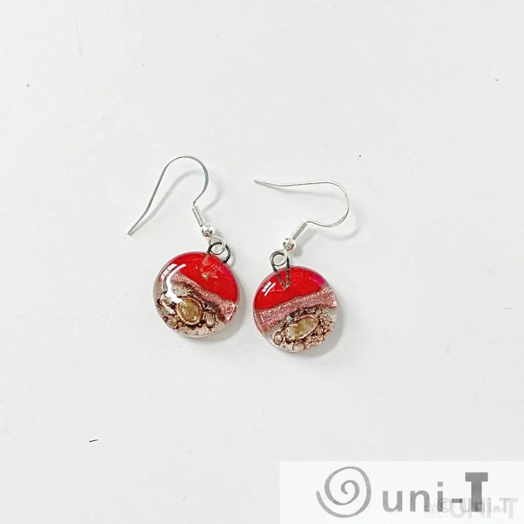 Recycled Fused Glass Earrings - Circle Carolina Portillo