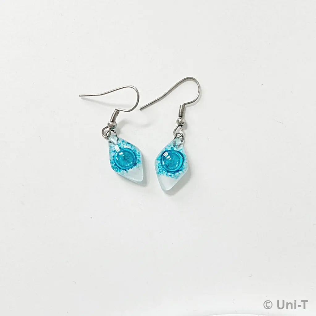 Recycled Fused Glass Earrings - Diamonds Carolina Portillo