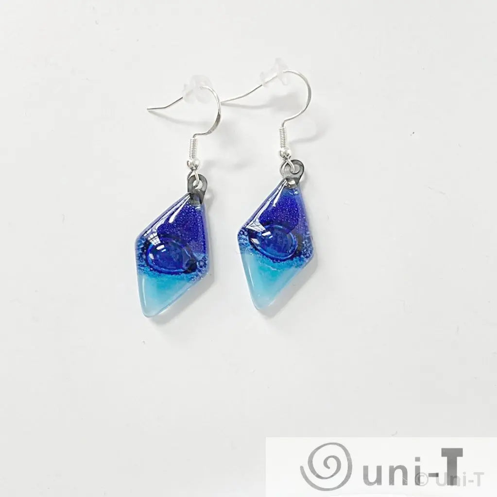 Recycled Fused Glass Earrings - Diamonds Carolina Portillo