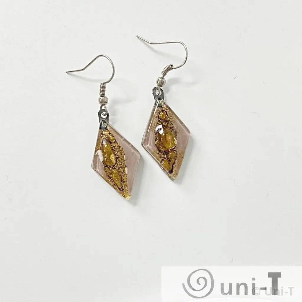 Recycled Fused Glass Earrings - Diamonds Carolina Portillo