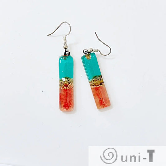 Recycled Fused Glass Earrings - Long Rectangles Carolina Portillo