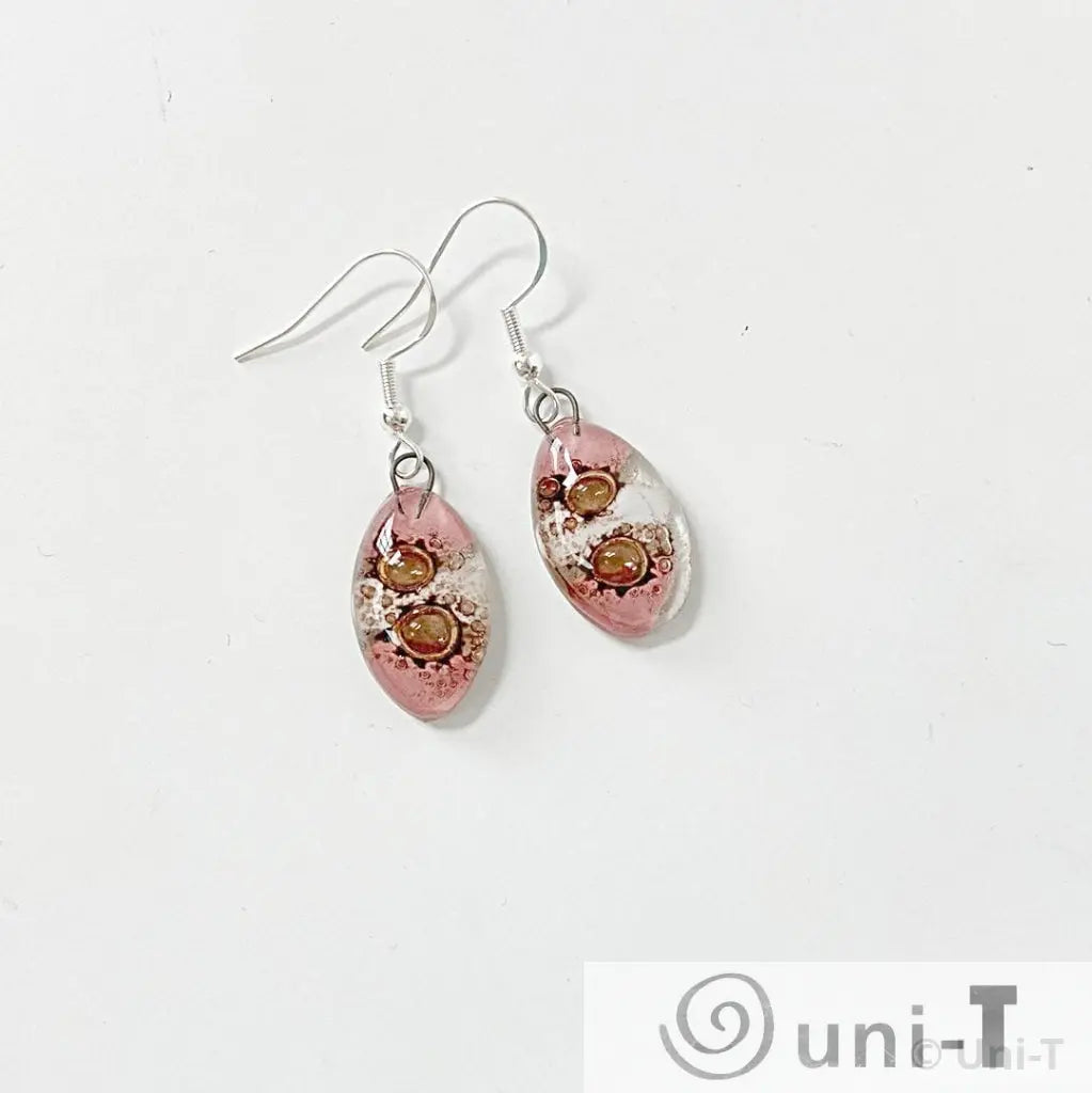 Recycled Fused Glass Earrings - Oval Carolina Portillo