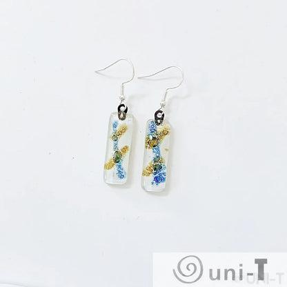 Recycled Fused Glass Earrings - Small Rectangles Carolina Portillo