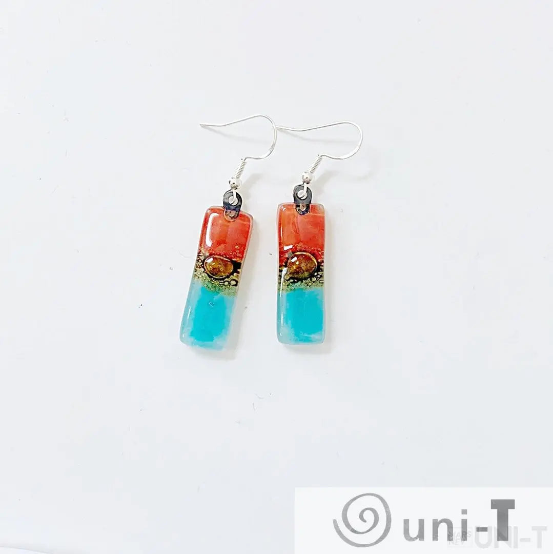 Recycled Fused Glass Earrings - Small Rectangles Carolina Portillo