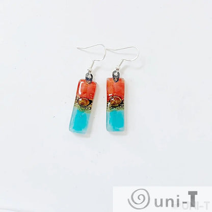 Recycled Fused Glass Earrings - Small Rectangles Carolina Portillo