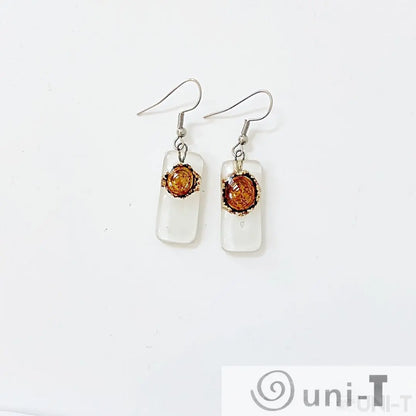 Recycled Fused Glass Earrings - Small Rectangles Carolina Portillo