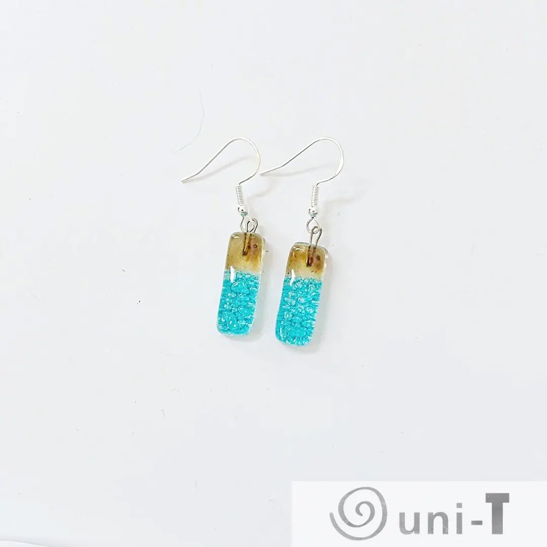 Recycled Fused Glass Earrings - Small Rectangles Carolina Portillo