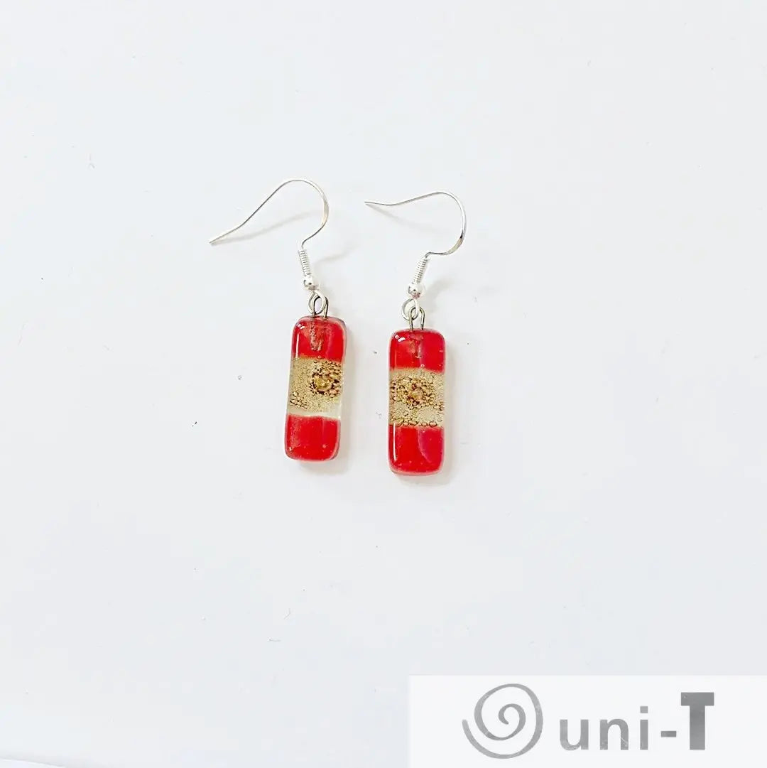 Recycled Fused Glass Earrings - Small Rectangles Carolina Portillo