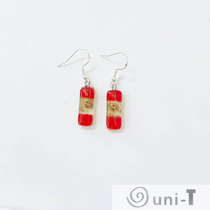 Recycled Fused Glass Earrings - Small Rectangles Carolina Portillo