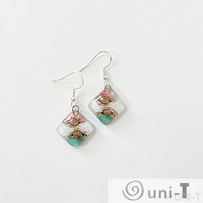 Recycled Fused Glass Earrings - Square Carolina Portillo