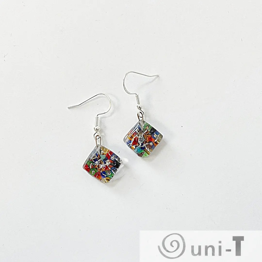 Recycled Fused Glass Earrings - Square Carolina Portillo